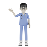 médico 3d isolado com um prontuário médico png