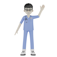 3d isolerat läkare med glasögon och blå kläder png