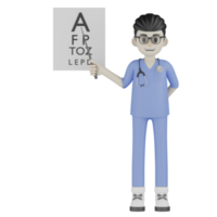 3D-Isolat-Arzt mit Brille und blauer Kleidung png