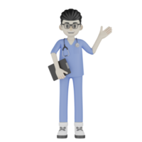 3D Isolated Doctor With A Medical Record png