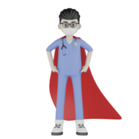 Docteur isolé 3d avec une robe rouge png