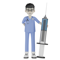 3d geïsoleerd dokter met vloeistoffen en injecties png