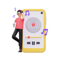 3d music lover illustration png