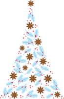 weihnachten blau baum sternanis tanne nadelzweig wacholder rote beere. png. png