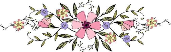 Ornament flowers doodle hand drawn, png