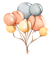 Luftballons. aquarellillustration für postkarte, einladung, banner. png