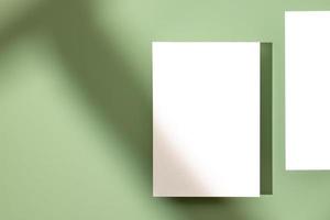 Template paper with shadow on pastel green background , great design for any purposes. Abstract background. Banner template. Advertising photo