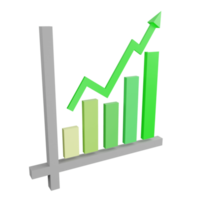 3D rendering profit graph icon on transparent background png