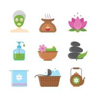 conjunto de iconos de elementos de spa vector