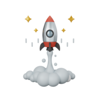 Lanzamiento de cohete de representación 3d aislado útil para el diseño empresarial, empresarial, corporativo y financiero png