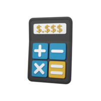 Calculadora de representación 3d aislada útil para el diseño empresarial, empresarial, económico, corporativo y financiero png