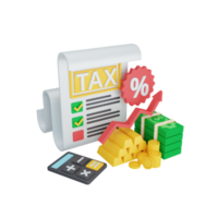 3d rendering tax percentage isolated useful for business, company, economy, corporate and finance png