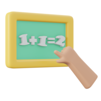 3D-Rendering von Mathematik auf dem Tablet für Kinder zurück zur Schule. 3D-Darstellung im Cartoon-Stil. png