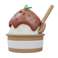 Representación 3d para llevar una taza de leche con helado de frijol rojo helado suave. Estilo de dibujos animados de procesamiento 3D. png