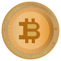 Brown Bitcoin  on transparent background. png