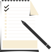 dibujo digital de una página de planificador o lista de tareas en color claro con un bolígrafo con dos marcadores hechos en color negro. png