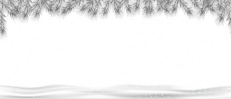 guirlande d'argent de noël avec neige. bordure de branches de sapin avec de la neige sur le sol, création d'éléments vectoriels pour le nouvel an ou carte de voeux joyeux noël png