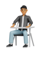 ilustração 3D de um homem sentado png