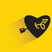 heart and arrow on yellow background vector illustration