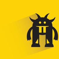 monster character with shadow on yellow background vector