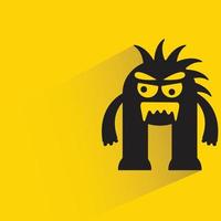 angry monster character with shadow on yellow background vector