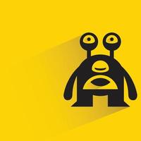 cute monster character with shadow on yellow background vector