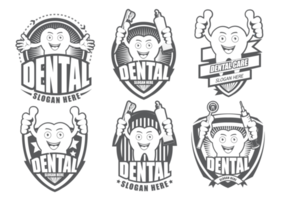 svart och vit tecknad serie leende tand symbol set.det är Lycklig leende begrepp. png