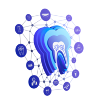 ícone de dente de ilustração 3D com ícones odontológicos png