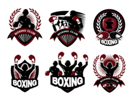 illustration av boxningslogotyp set png