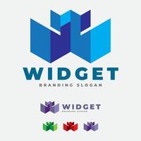 widgets web y servidor de alojamiento con logotipo vector