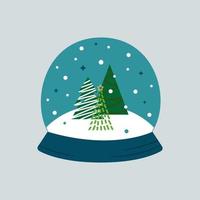 Cute snowy globe with a winter forest landscape vector