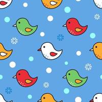 Funny children's seamless pattern with colorful flying birds. vector