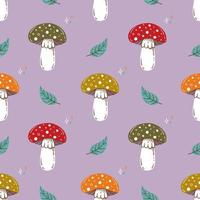 lindo vector de amanita de patrones sin fisuras. divertido estampado de otoño