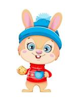 Merry Xmas and Happy New year. Cute cartoon rabbit vector