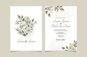 Elegant Floral Hand Drawn Wedding Invitation Card Template vector