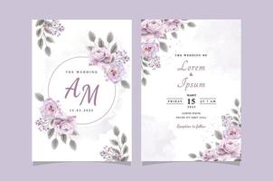 elegante plantilla de tarjeta de invitación de boda dibujada a mano floral vector