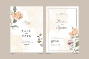 elegante plantilla de tarjeta de invitación de boda floral acuarela vector