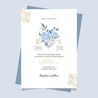 elegante plantilla de tarjeta de invitación de boda dibujada a mano floral vector