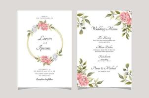 Elegant Floral Hand Drawn Wedding Invitation Card Template vector