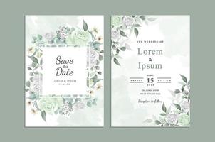 elegante plantilla de tarjeta de invitación de boda floral acuarela vector