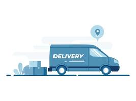 Delivery Van with Boxes on White Background for Delivery Service vector