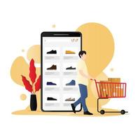 ilustración de compras móviles de comercio electrónico vector