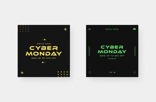 Cyber Monday sale. Cyber Monday social media post. Trendy editable social media post template. Vector illustration.