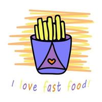 doodle y texto de comida rápida vector