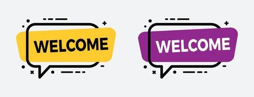 welcome lettering in bubble speech vector