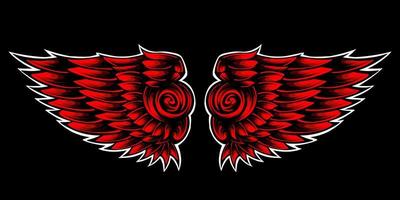 Vintage angel wing logo on black background vector