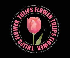 ilustración estética del diseño de camisetas de flores de tulipanes, gráfico vectorial, afiche tipográfico o ropa de calle de camisetas y estilo urbano vector