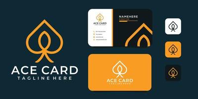 Minimalist ace logo and business card vector design template. Logo can be used for icon, brand, identity, symbol, and business company