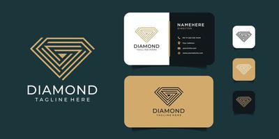 logotipo de diamante de lujo y plantilla de diseño de vector de tarjeta de visita