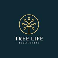 Tree life monogram logo design and business card vector template